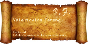 Valentovics Ferenc névjegykártya